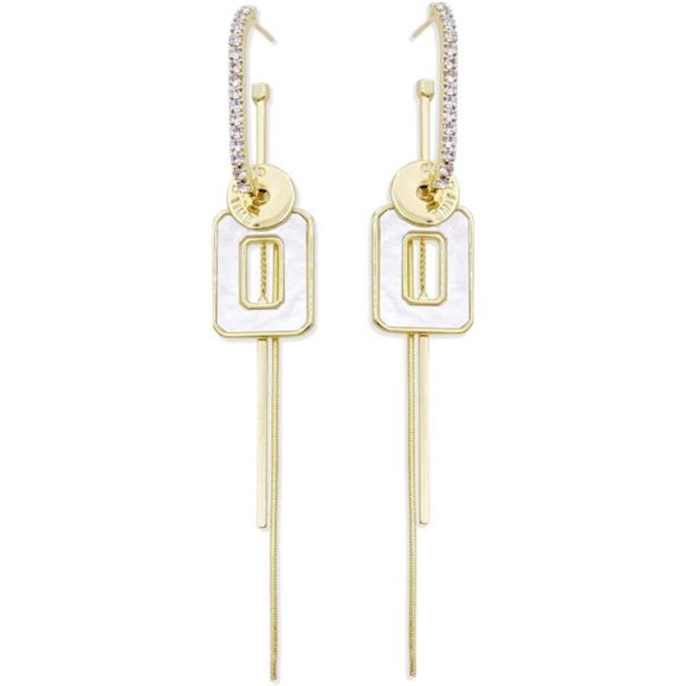Black White Earrings Women Girls Gold Plated Dangle Drop Geometric Jewel…